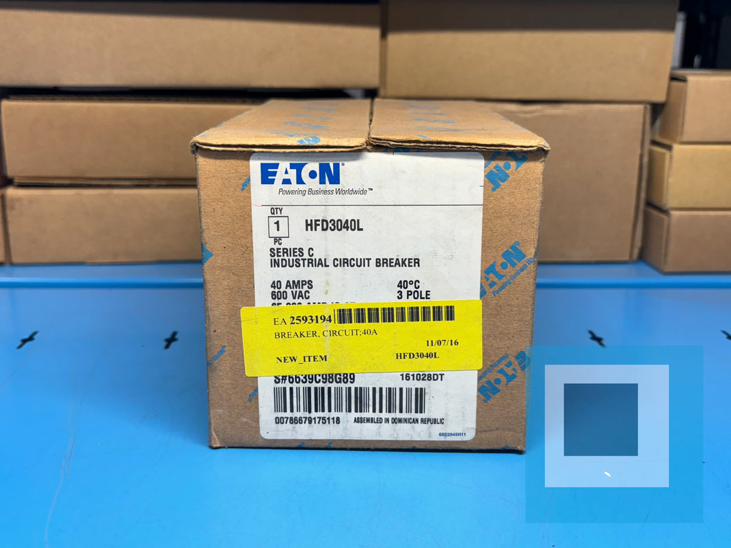 NEW - EATON / Cutler-Hammer HFD3040L /C Industrial Circuit Breaker 40 AMP 600VAC