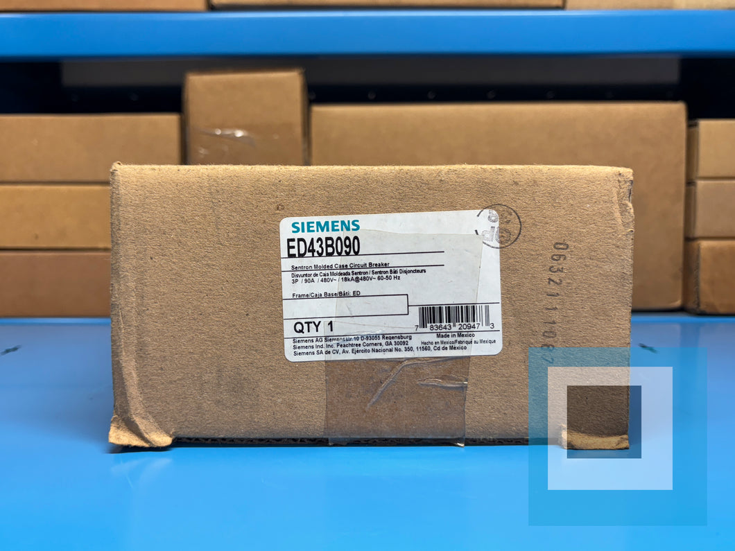 Siemens ED43B090 3-Pole 90A 480V Molded Case Circuit Breaker – New in Box