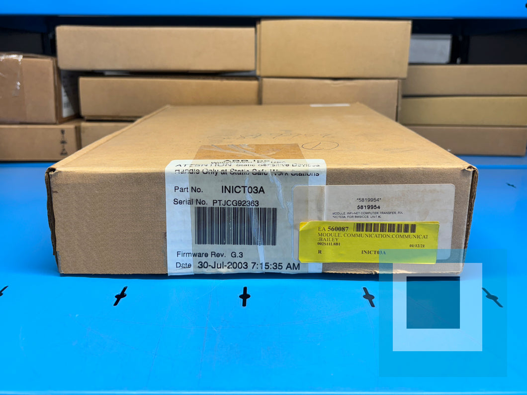 NEW - ABB / Bailey INICT03A Firmware Rev. G.3 Communication Module