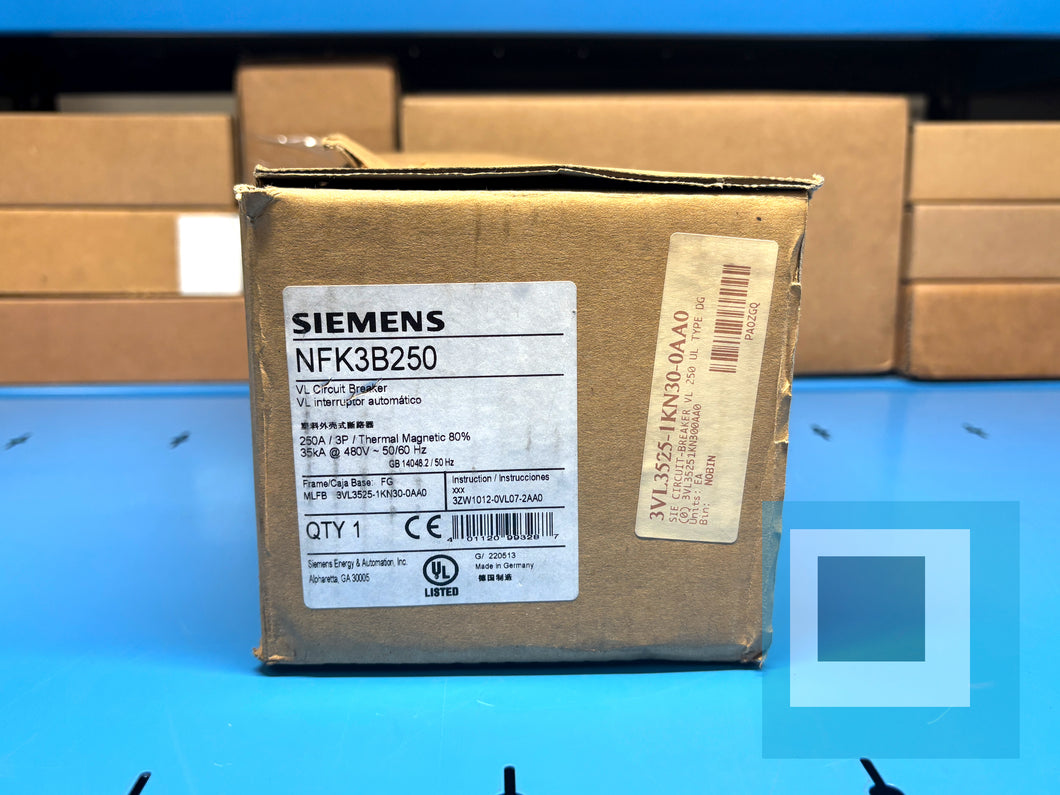 Siemens NFK3B250 3-Pole 250A 600V Molded Case Circuit Breaker – New in Box