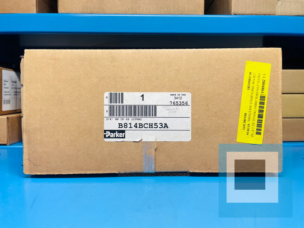NEW - Parker Hydraulics B814BCH53A Solenoid Valve 3/4