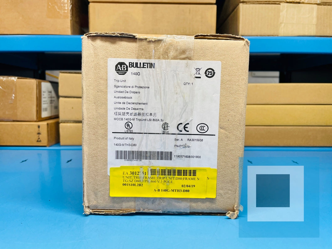 Surplus - Allen-Bradley 140G-MTH3-D80 /A MCCB 140G-M TripUnit LSI 800A 3p