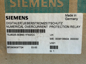 NEW - Siemens 7SJ6025-5EB90-1FA0/CC NUMERICAL OVERCURRENT PROTECTION RELAY