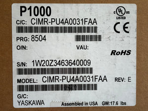 NEW - Yaskawa CIMR-PU4A0031FAA REV: E 380-480 VAC Servo Drive