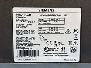 Siemens 3RW5216-1AC15 SIRIUS AC Semiconductor Motor Starter E02