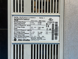 Allen-Bradley 20AD8P0A0AYNNNC0 /A PowerFlex 70 VFD Drive 5HP