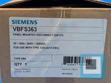 Load image into Gallery viewer, Siemens VBFS363 Panel Mounted Disconnect Switch VBFS363 - NEW OPEN BOX
