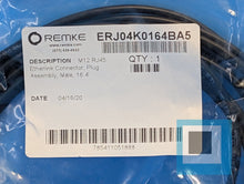 Cargar imagen en el visor de la galería, Remke ERJ04K0164BA5 M12 RJ45 Etherlink Connector, Plug Assembly, Male, 16.4' NEW
