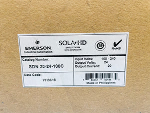 NEW - Emerson SOLA HD SDN 20-24-100C Power Supply In 100-240, Out 24, Current 20