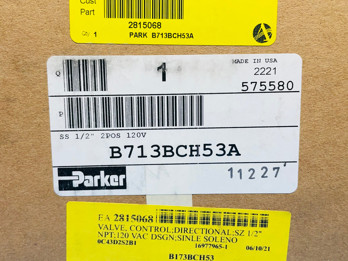 NEW - Parker Hydraulics B713BCH53A B7 SERIES INLINE VALVE 4-WAY 2 POSI ...